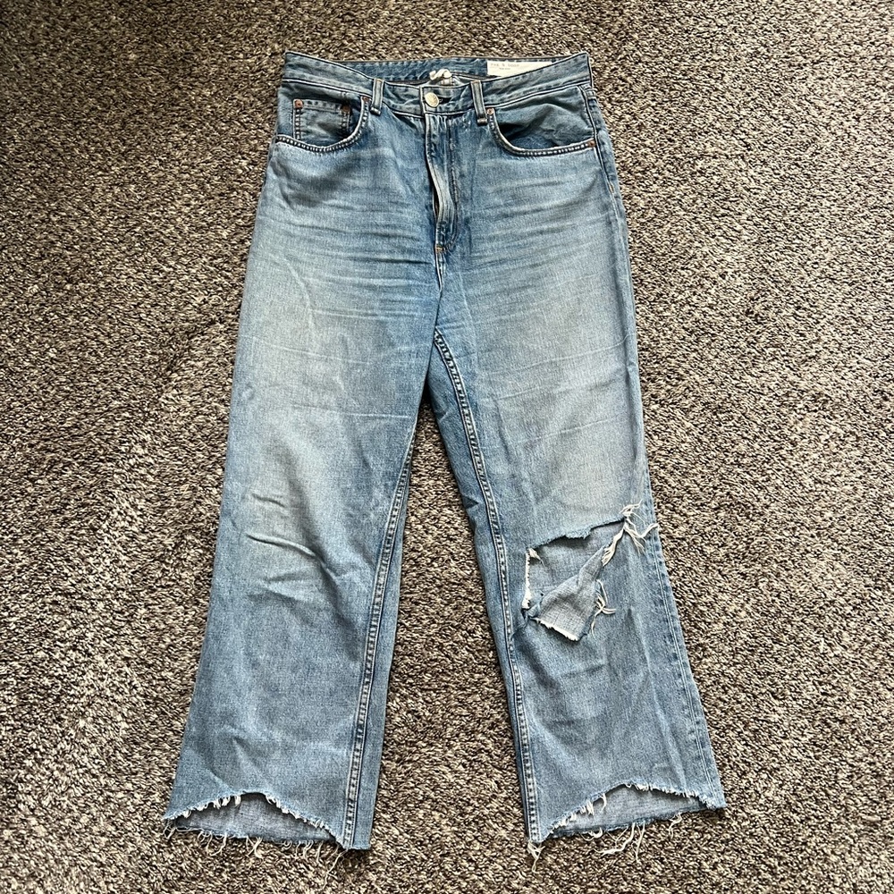 Rag & Bone wide leg distressed jeans